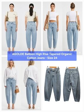 AGOLDE Balloon High Rise Tapered Organic Cotton Jeans Size 24